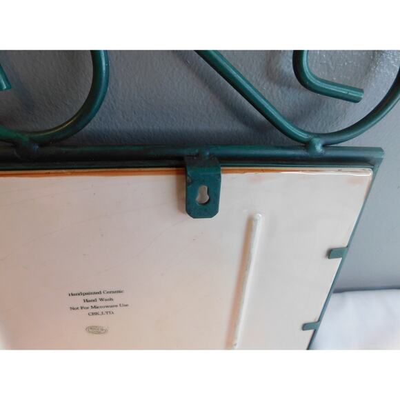 Welcome Plaque Tile Sign Hand Painted Ceramic Iron Mount Frame Pre-owned - Picture 4 of 5